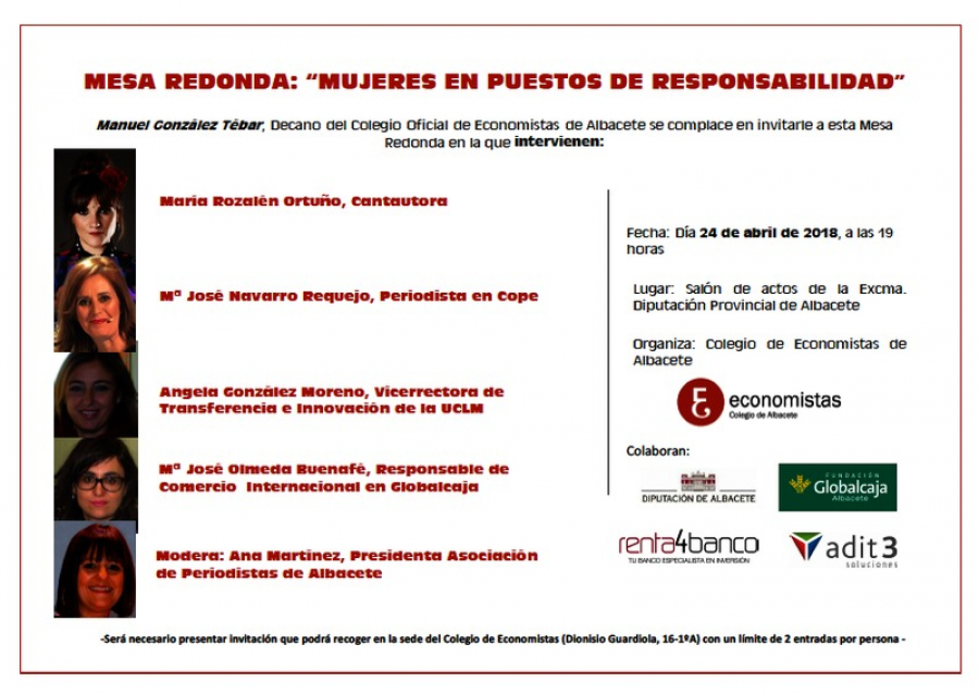 24 DE ABRIL. MESA REDONDA: MUJERES EN PUESTOS DE RESPONSABILIDAD