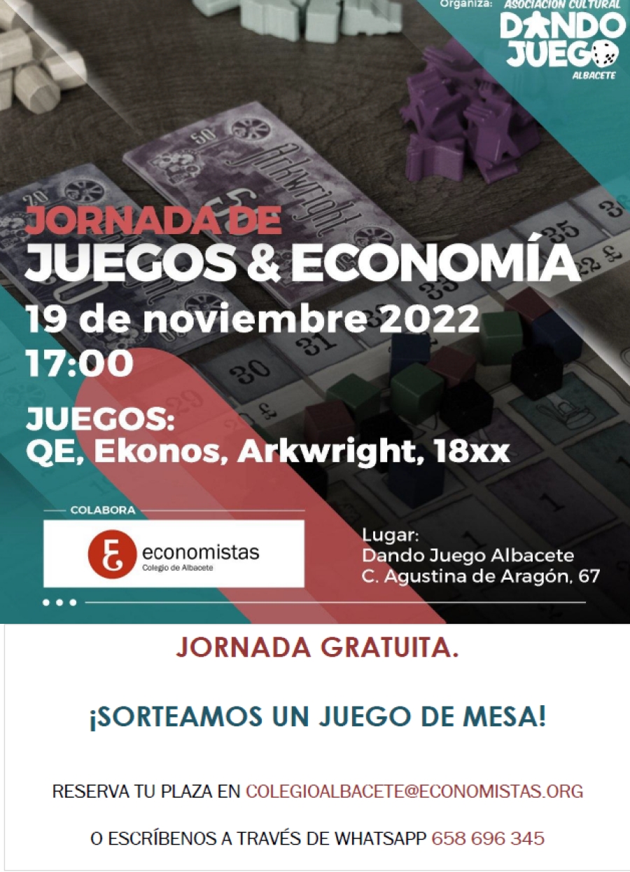 JORNADA DE JUEGOS Y ECONOMÍA (Gratis) Sábado 19 de noviembre a las 17:00 horas.